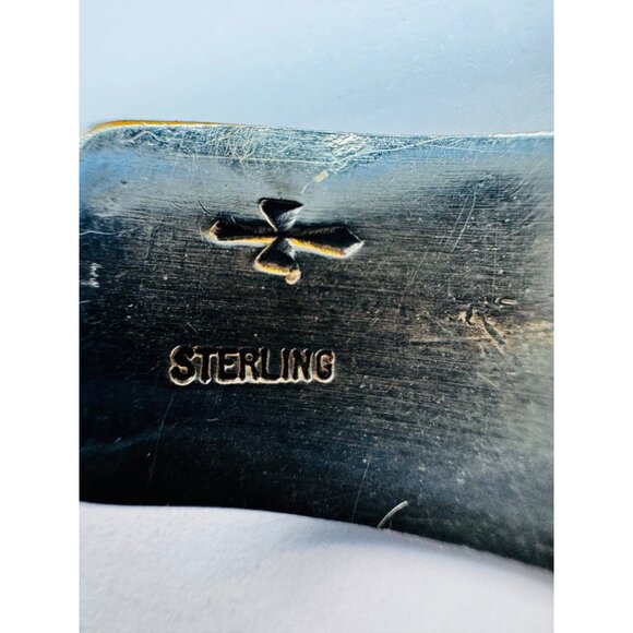 Vintage Sterling Silver Turquoise Coral Inlay Cuff Bracelet Southwestern Design - Picture 10 of 11